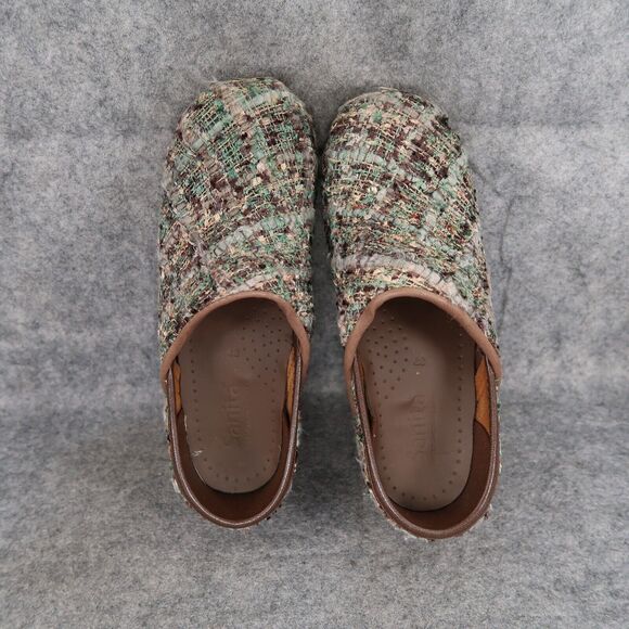 Sanita Shoes Womens 37 Clog Slip On Danish Woven Textile Brown Teal Comfort Walk - Picture 7 of 16